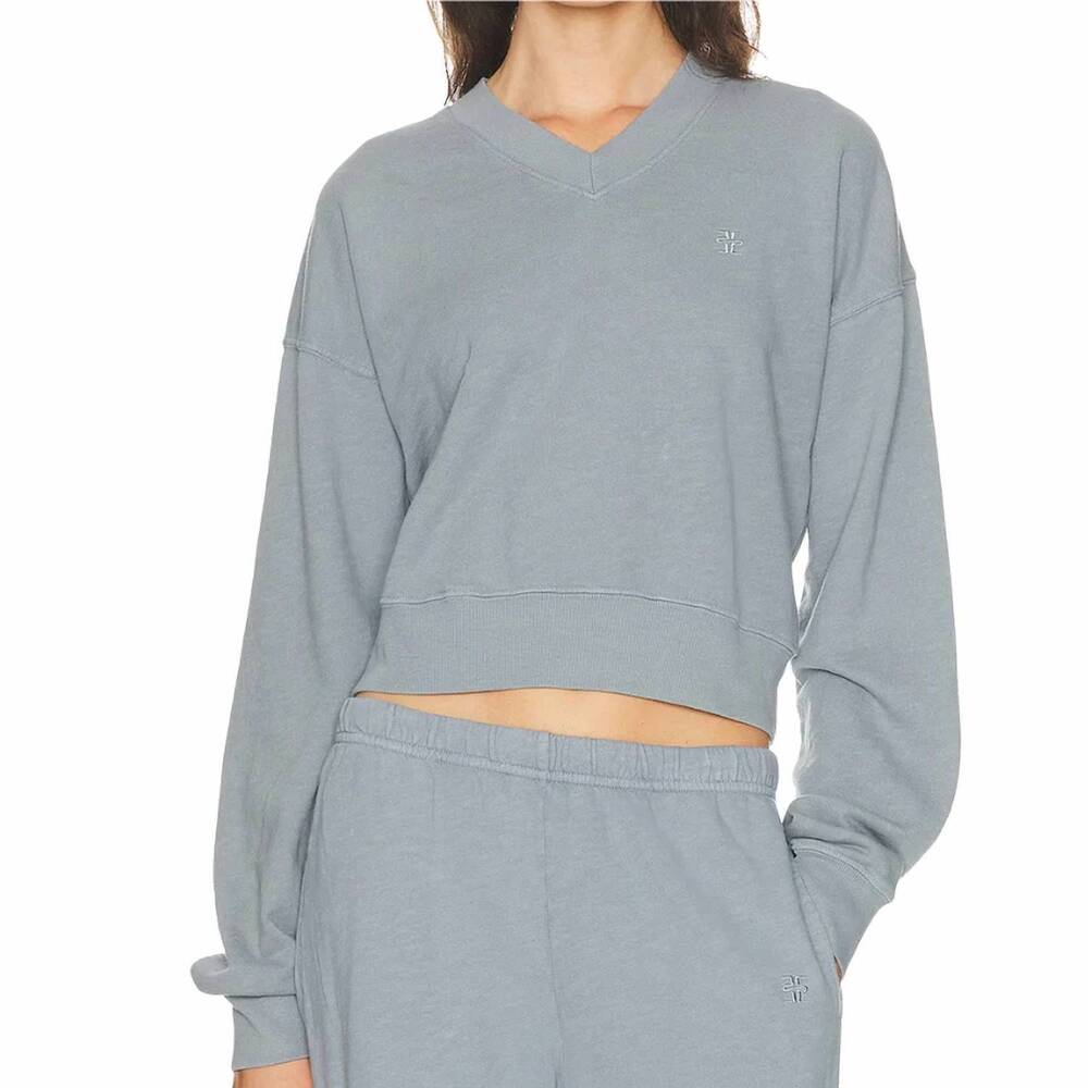 NEW ETERNE cropped v-neck sweatshirt in slate